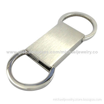 Stainless steel key chains with both high polished and brushed, simple and stylish design